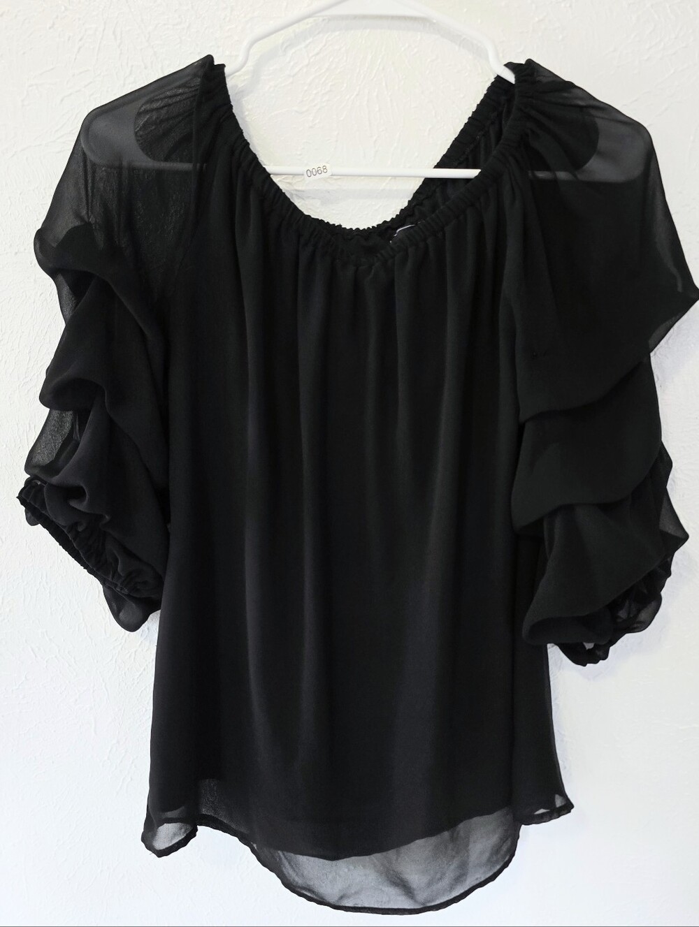 Coco Bianco Black Ruffle Sleeve Blouse